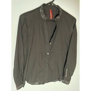 Alp N Rock Black Button Down Henley Shirt Small